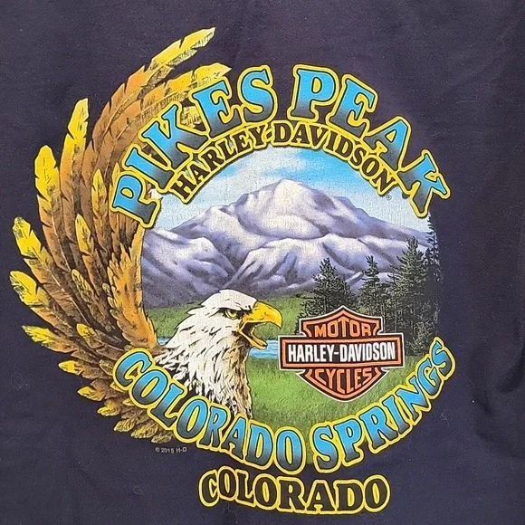 Harley-Davidson Vintage Men's Black Long Sleeve Shirt Colorado Size Medium - Picture 4 of 9